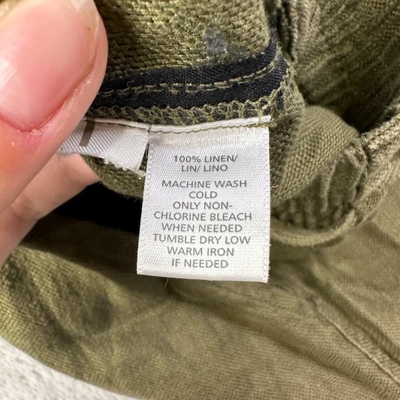 Loft Linen Skirt Womens XS Mini Pockets Elastic Waist Pockets Olive Green - Picture 5 of 9